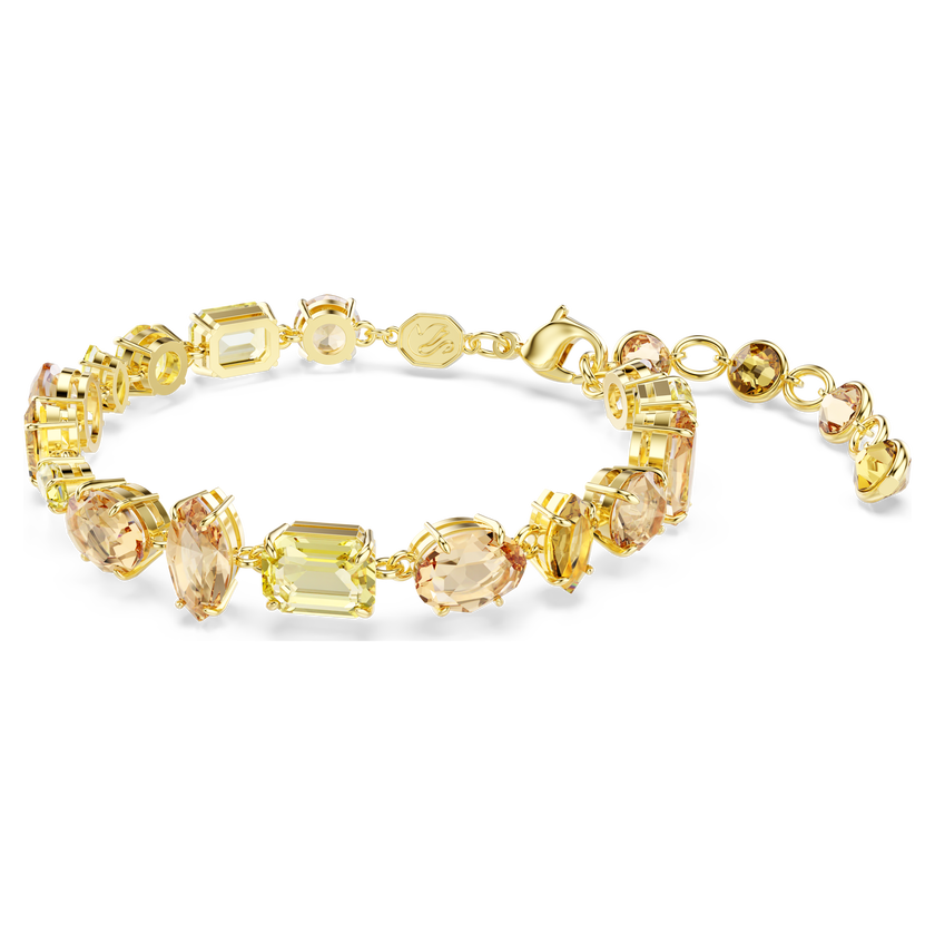 swarovski gema bracelet  mixed cuts  yellow  gold tone plated