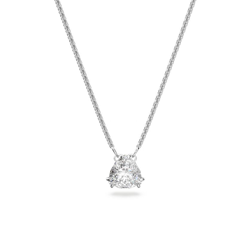 Millenia pendant, Trilliant cut crystal, White, Rhodium plated
