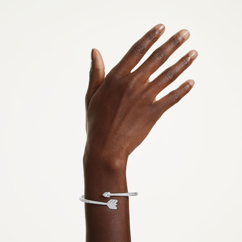 swarovski idyllia bangle  mixed cuts  arrow  white  rhodium plated