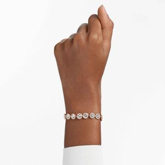 swarovski una angelic bracelet  round cut  pav   medium  white  18k rose gold finish