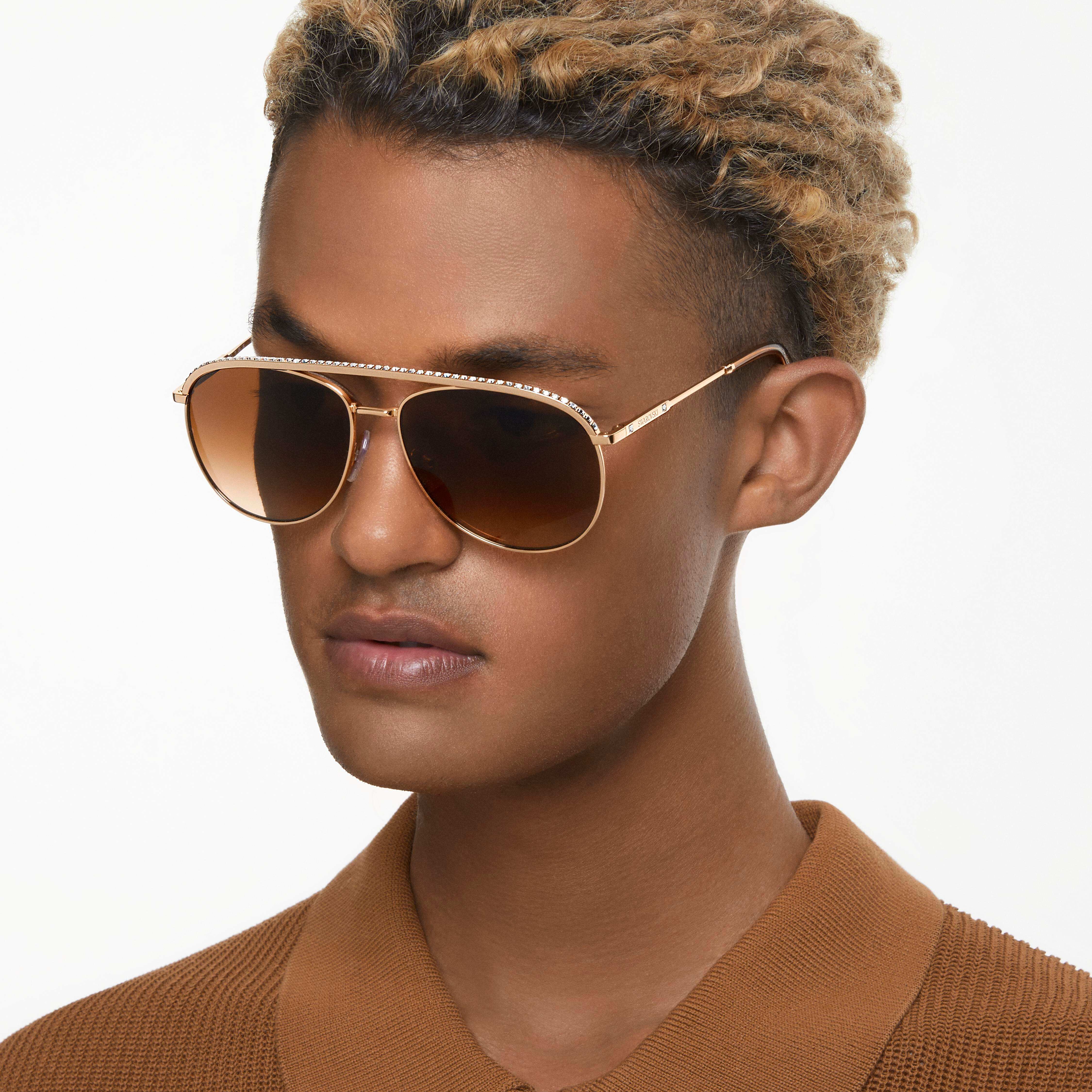 swarovski sunglasses  pilot shape  sk7005el  brown