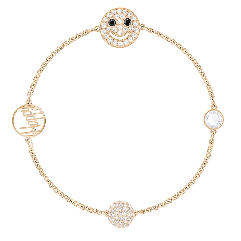 Swarovski Remix Collection Smiling Face Strand, White, Rose-gold tone plated