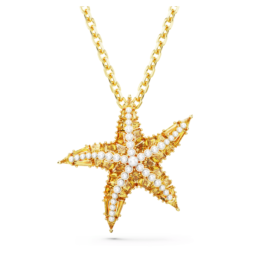 swarovski idyllia pendant  crystal pearls  starfish  gold tone  gold tone plated