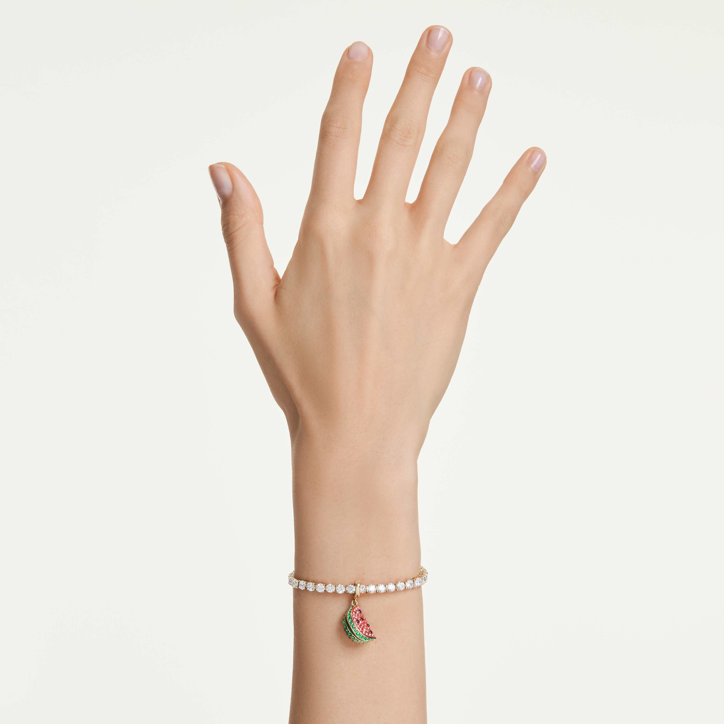 swarovski idyllia charm  mixed cuts  watermelon  multicolored  gold tone plated