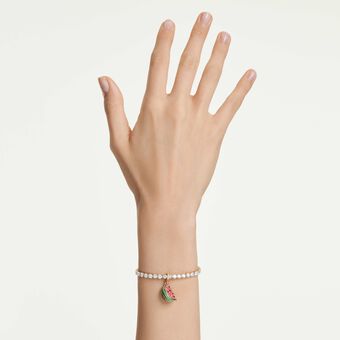 swarovski idyllia charm  mixed cuts  watermelon  multicolored  gold tone plated