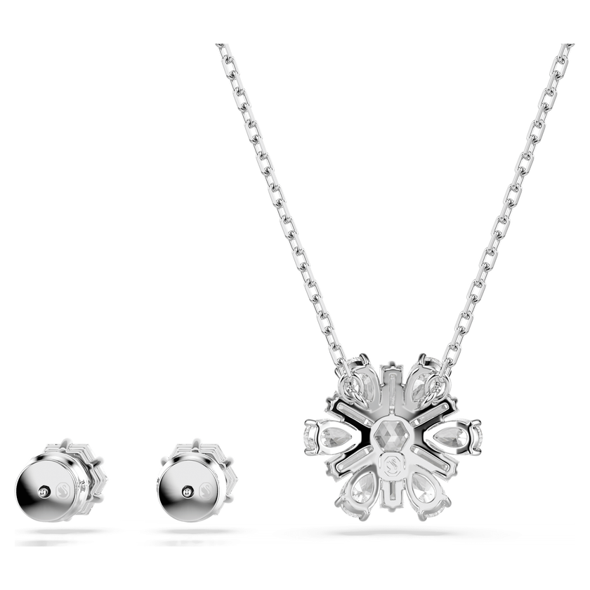swarovski idyllia set  mixed cuts  snowflake  white  rhodium plated