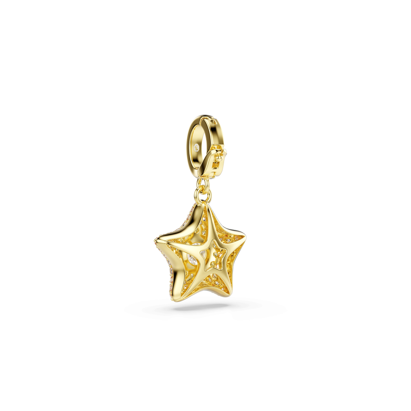 swarovski sublima charm  round cut  star  yellow  18k gold finish
