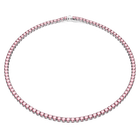 swarovski matrix tennis necklace round cut pink rhodium plated
