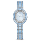 swarovski matrix octagon watch  baguette cut  metal bracelet  blue  stainless steel