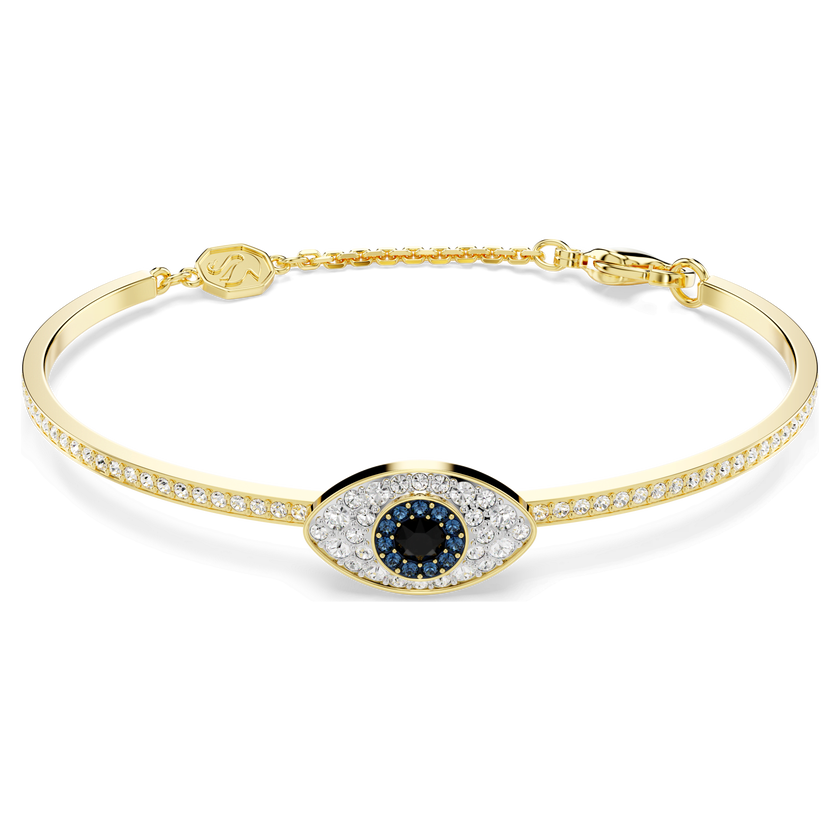 swarovski symbolica bangle  evil eye  blue  18k gold finish