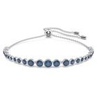 Emily bracelet, Mixed round cuts, Blue, Rhodium plated