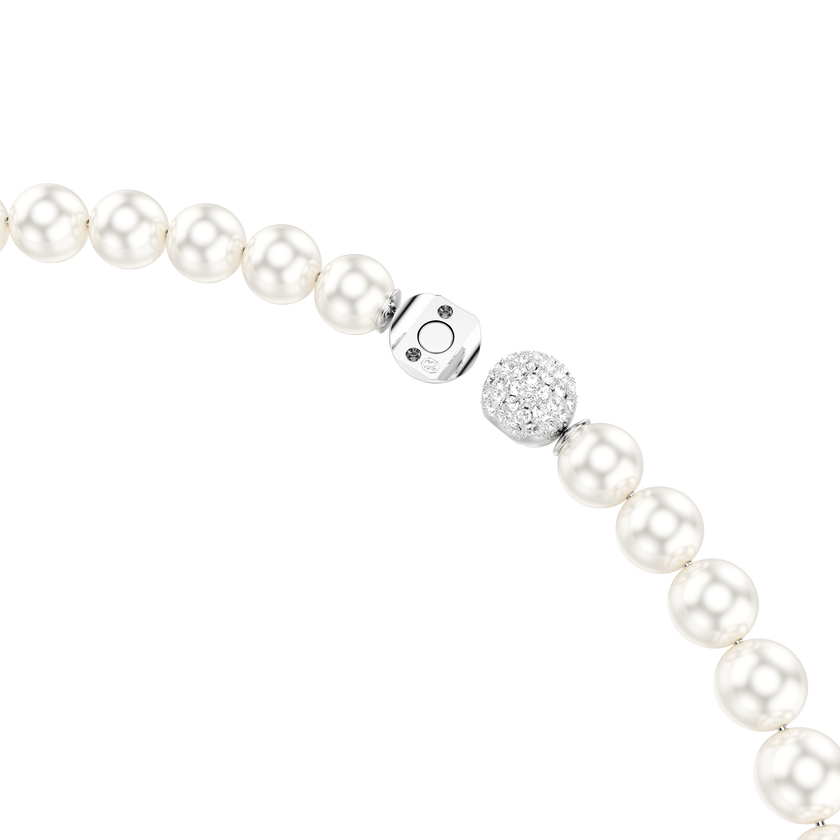 swarovski matrix necklace  crystal pearl  white  rhodium plated