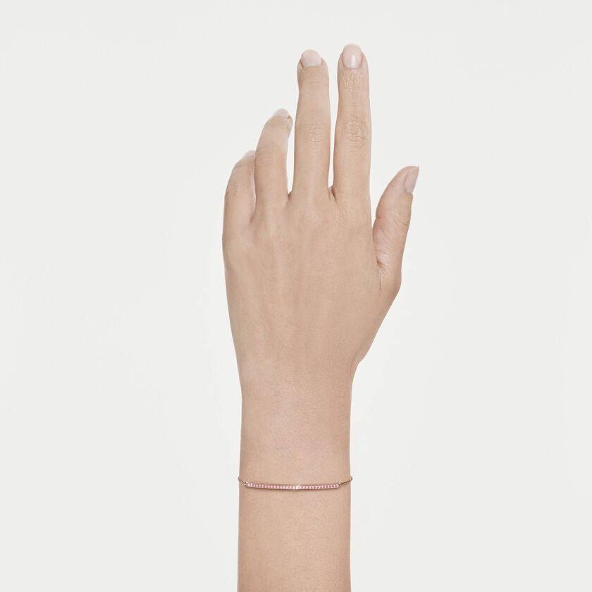 swarovski only bracelet  round cut  pink  18k rose gold finish