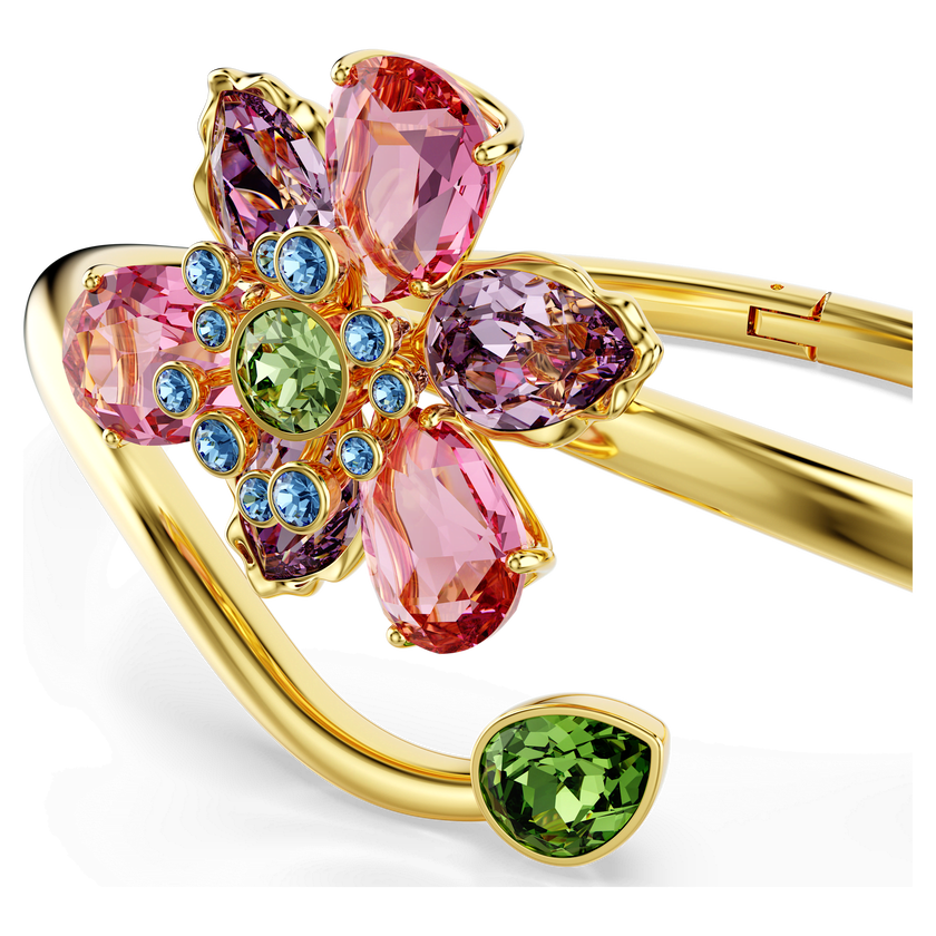 swarovski idyllia bangle  mixed cuts  flower  multicolored  gold tone plated