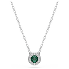 swarovski una angelic pendant  round cut  green  rhodium plated