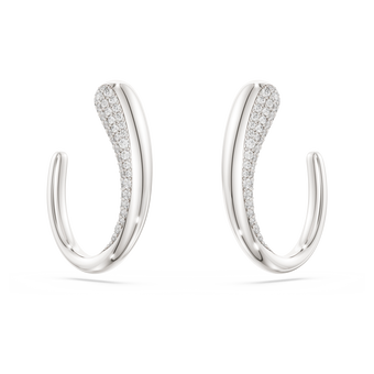 swarovski classica hoop earrings  round cut  white  sterling silver