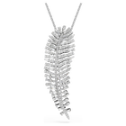 swarovski vienna pendant and brooch  mixed cuts  feather  white  rhodium plated