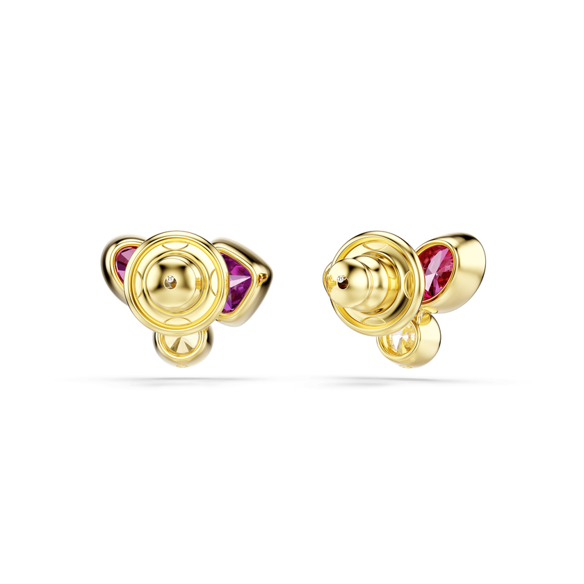 swarovski imber stud earrings  mixed cuts  multicolored  18k gold finish