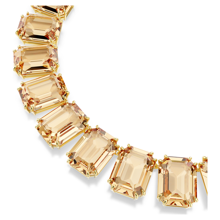 swarovski millenia tennis necklace  oversized crystals  octagon cut  caramel  gold tone plated