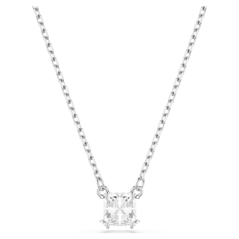 swarovski stilla pendant  square cut  white  rhodium plated