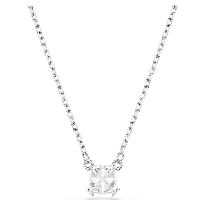 swarovski stilla pendant  square cut  white  rhodium plated