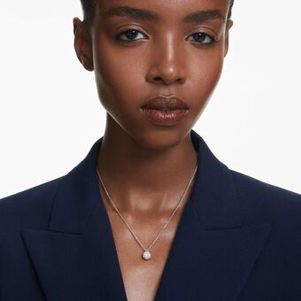 swarovski dextera pendant  round cut  sphere  white  rhodium plated