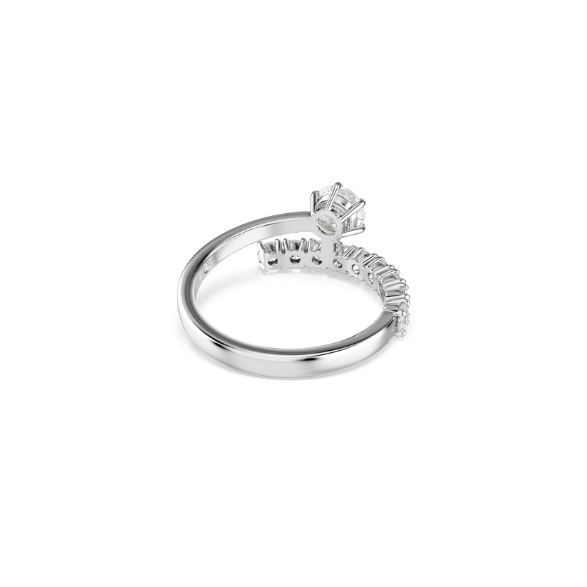 swarovski matrix open ring  round cut  white  rhodium plated