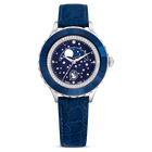 swarovski octea moon watch swiss made moon leather strap blue blue finish