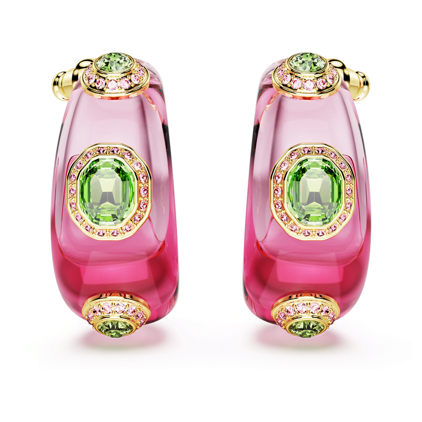 swarovski dulcis hoop earrings  mixed cuts  multicolored  gold tone plated