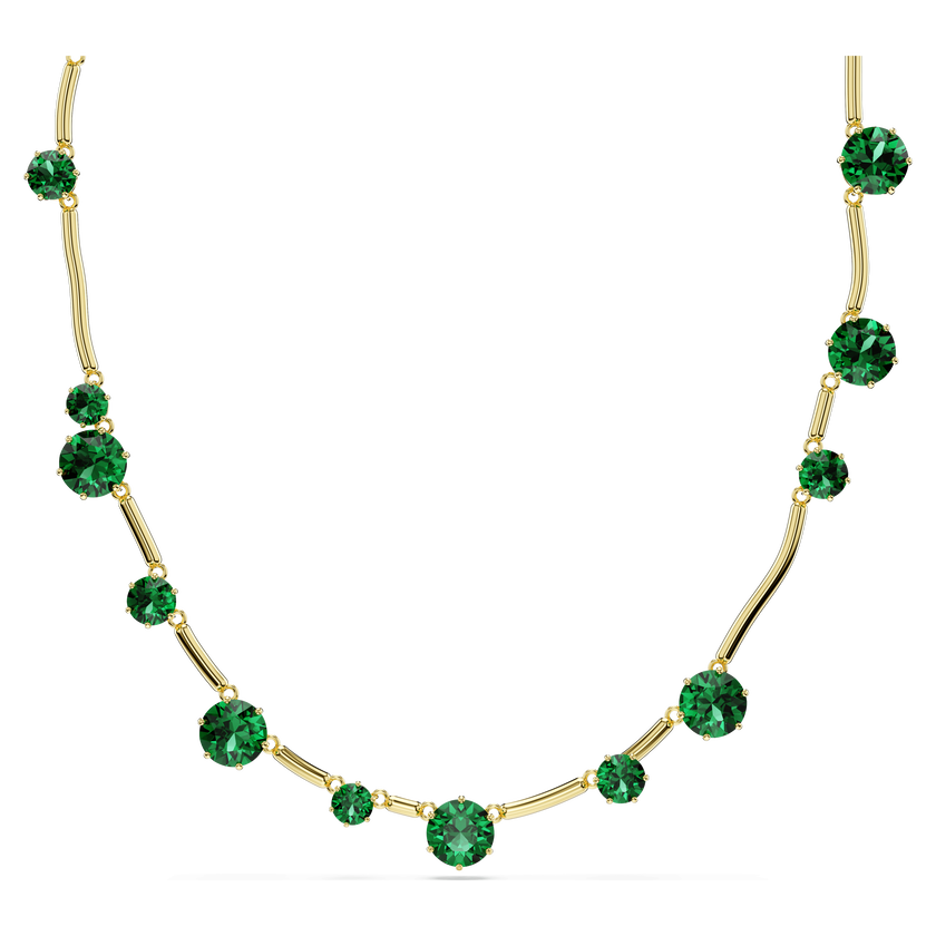 swarovski constella strand  mixed round cuts  green  gold tone plated