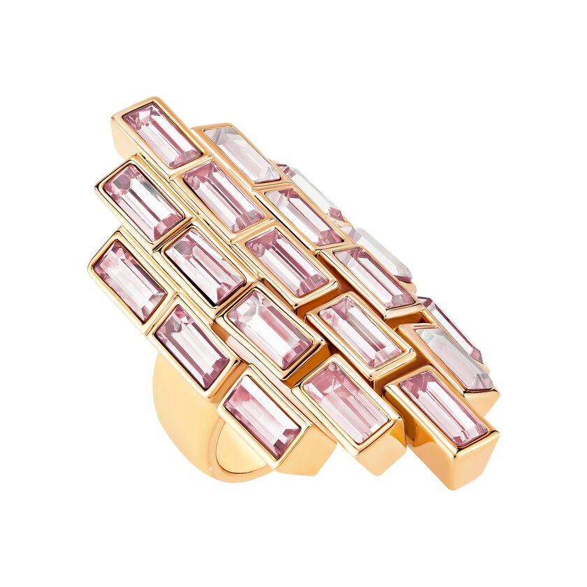 Fluid Cocktail Ring, Violet, Rose-gold tone plated
