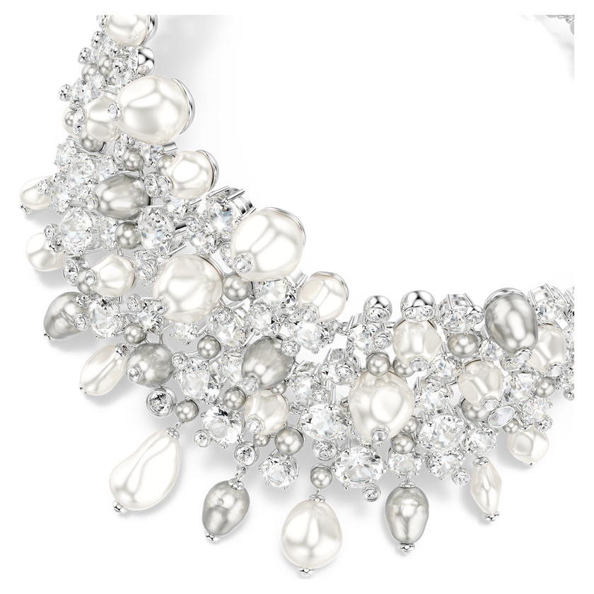 swarovski constella choker  crystal pearl  round cut  white  rhodium plated