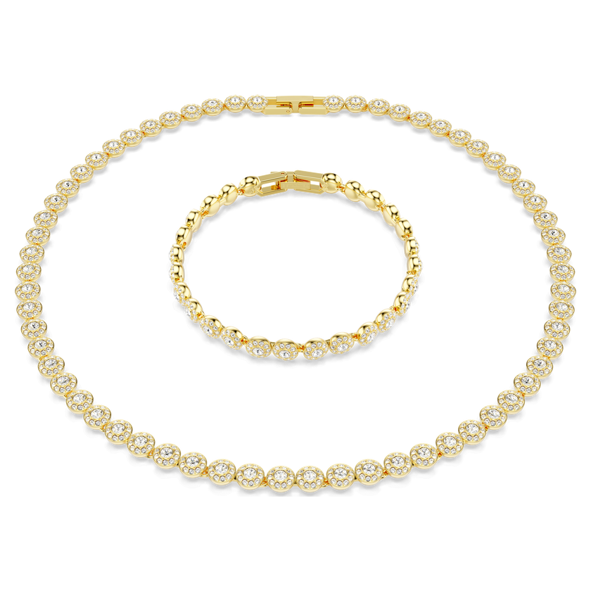 swarovski una angelic set  round cut  white  gold tone plated