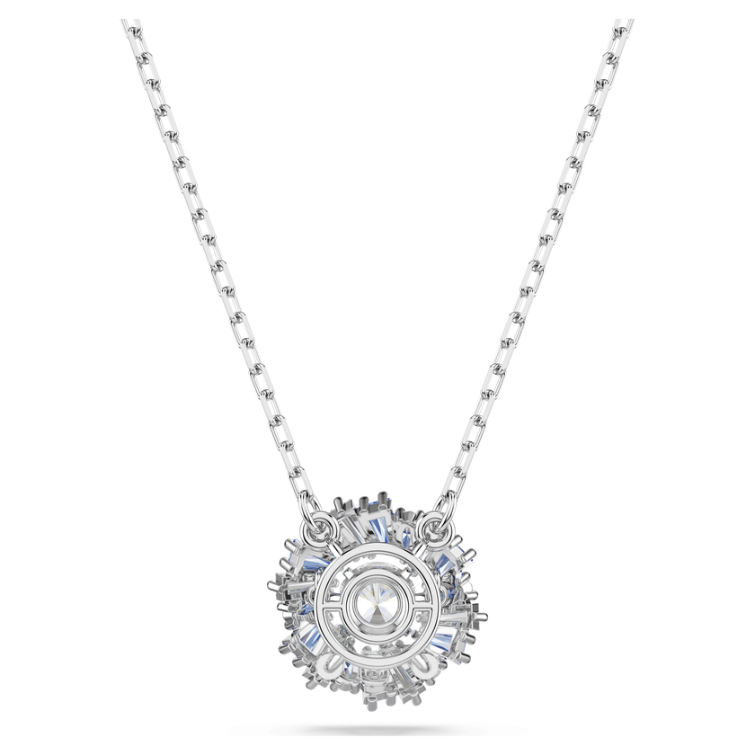 swarovski idyllia pendant  mixed cuts  flower  blue  rhodium plated