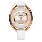Crystalline  Oval Watch, White, Rose Gold Tone