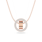 Hollow pendant, Circle, White, Rose-gold tone plated