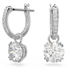 swarovski stilla drop earrings round cut white rhodium plated