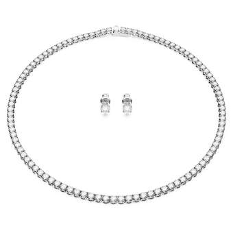swarovski matrix tennis set round cut white rhodium plated