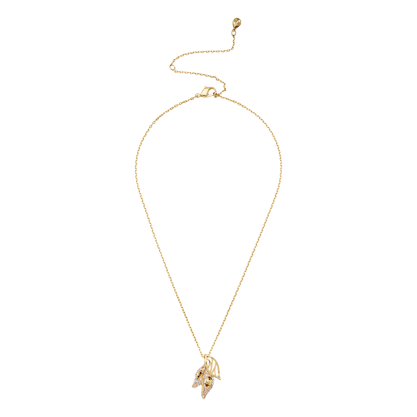 Graceful Bloom Pendant, Brown, Gold-tone plated