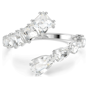 Matrix bangle, Mixed cuts, White, Rhodium plated swarovski matrix bangle mixed cuts white rhodium plated