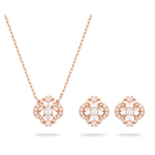 swarovski sparkling dance set mixed cuts clover white rose gold tone plated