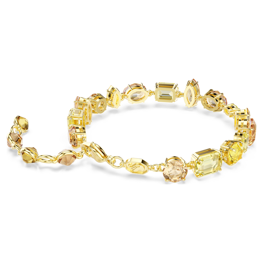 swarovski gema bracelet  mixed cuts  yellow  gold tone plated