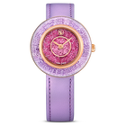 Crystalline Lustre watch, Swiss Made, Leather strap, Purple, Rose gold-tone finish