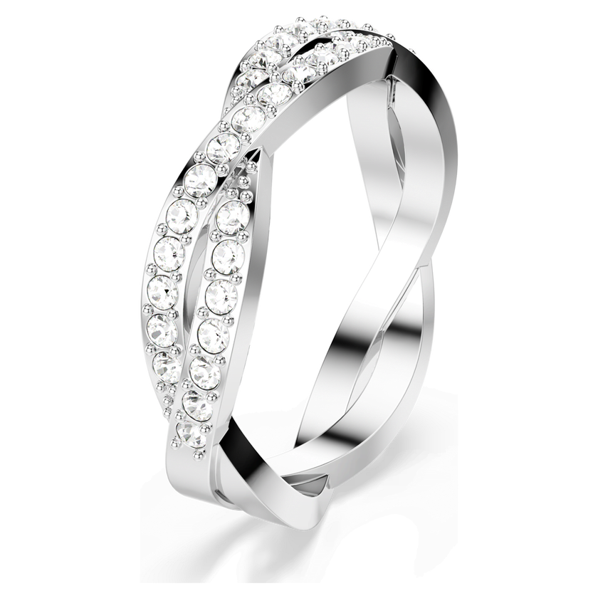 swarovski infinity ring  round cut  white  rhodium plated