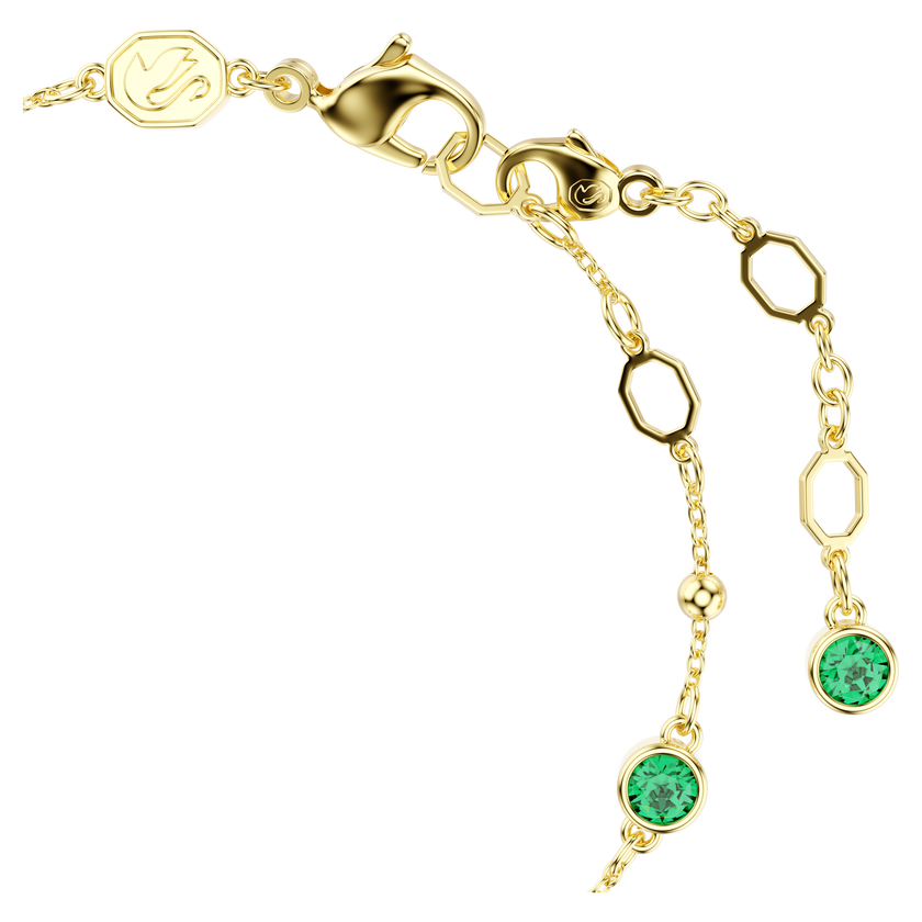 swarovski imber bracelet  round cut  green  gold tone plated