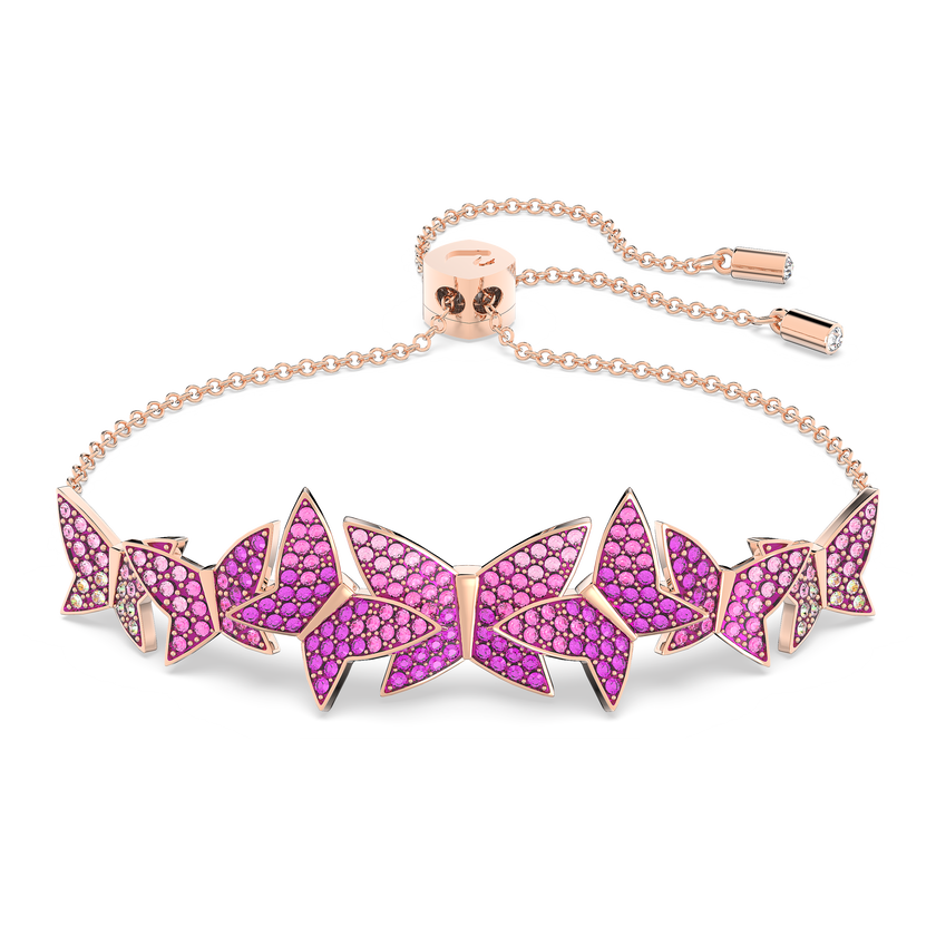 swarovski idyllia lilia bracelet  butterfly  pink  18k rose gold finish