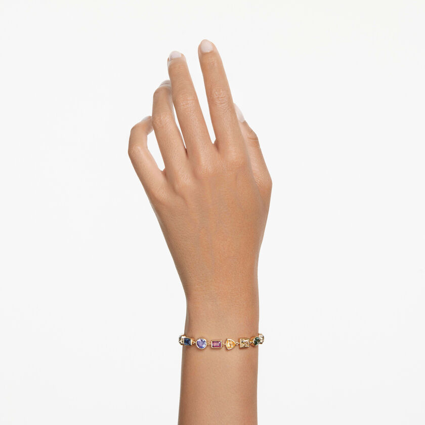 swarovski imber tennis bracelet  mixed cuts  multicolored  gold tone plated