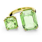 Millenia cocktail ring, Octagon cut crystals, Green, Gold-tone plated