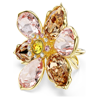 swarovski idyllia motif ring mixed cuts flower multicolored gold tone plated