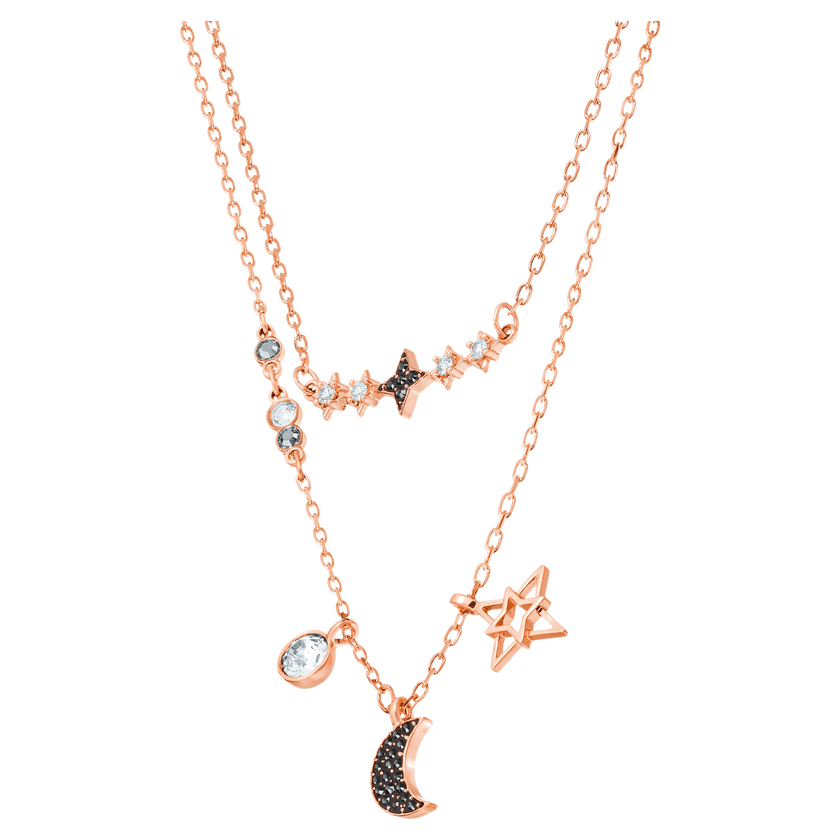 swarovski glowing necklace set  moon  multi coloured  mixed plated